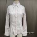 Yarn dyed stripe long sleeve female shirt